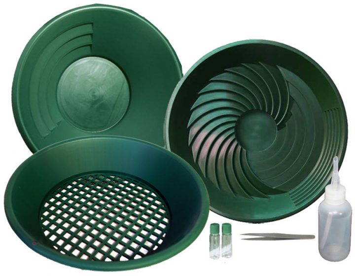 Kit D'orpaillage 3 Pièces - Poêle Triple Rainure 35 Cm, Pelle, Outil - Plastique épais, Portable - Pour Débutants Et Experts