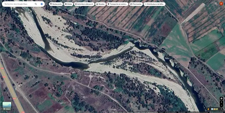 zone particulièrement intéressante sur google map pour chercher de l'or