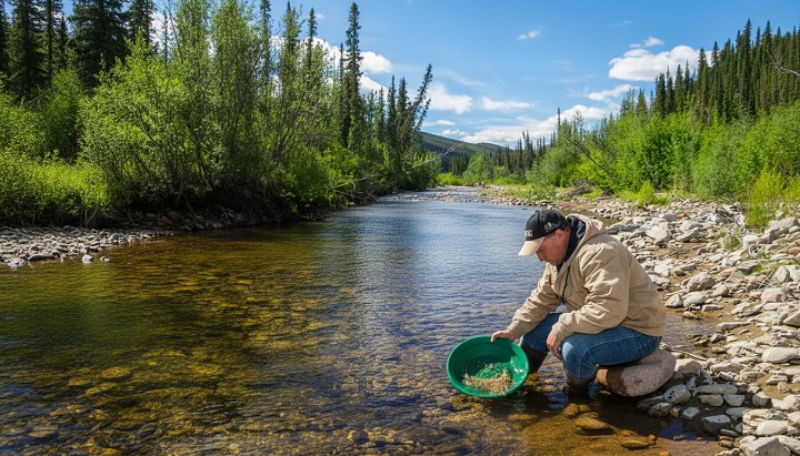 Placer de plage avec du sable fin où l'or se concentre.