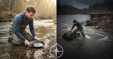 image montrant une situation a risque de l'orpaillage et une situation en toute sécurité